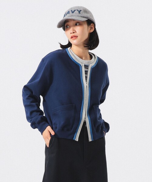 BEAMS BOY(ビームスボーイ)の「スリートーン スウェット カーディガン(カーディガン/ボレロ・レディース・グレー/グリーン/ネイビー・2/1)」の3枚目の写真
