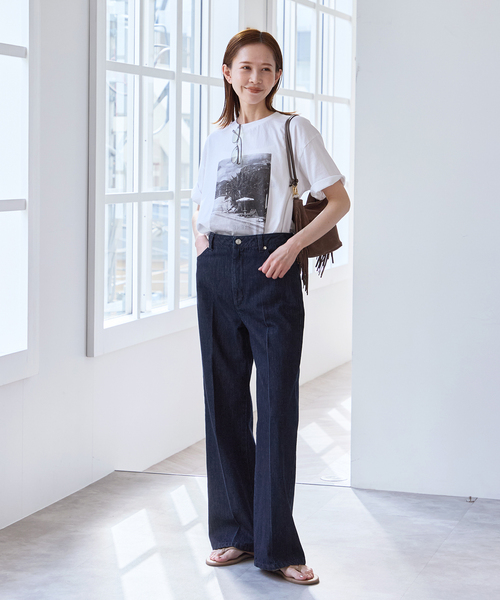 U by SPICK&SPAN(ユーバイスピックアンドスパン)の「《 / 追加 2》ハイライズストレートデニム(デニムパンツ・レディース・ネイビー・38/36)」の5枚目の写真