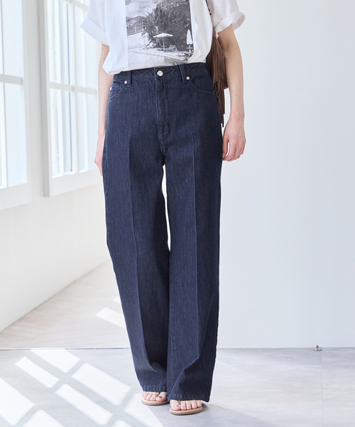 U by SPICK&SPAN(ユーバイスピックアンドスパン)の「《 / 追加 2》ハイライズストレートデニム(デニムパンツ・レディース・ネイビー・38/36)」の18枚目の写真