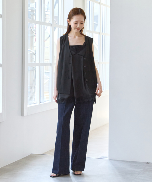 U by SPICK&SPAN(ユーバイスピックアンドスパン)の「《 / 追加 2》ハイライズストレートデニム(デニムパンツ・レディース・ネイビー・38/36)」の21枚目の写真