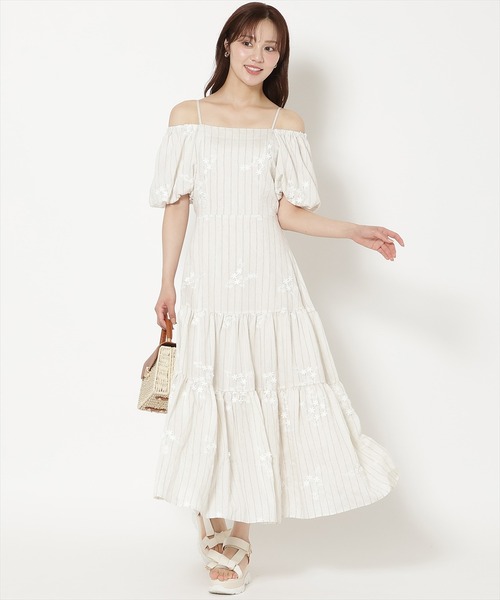 WILLSELECTION（ウィルセレクション）の「刺繍ストライプワンピース（ワンピース・レディース・ホワイト系その他/ブラウン系その他・FREE）」の7枚目の写真