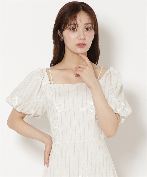 WILLSELECTION（ウィルセレクション）の「刺繍ストライプワンピース（ワンピース・レディース・ホワイト系その他/ブラウン系その他・FREE）」の9枚目の写真