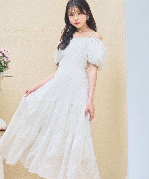 WILLSELECTION（ウィルセレクション）の「刺繍ストライプワンピース（ワンピース・レディース・ホワイト系その他/ブラウン系その他・FREE）」の16枚目の写真