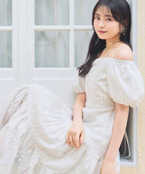 WILLSELECTION（ウィルセレクション）の「刺繍ストライプワンピース（ワンピース・レディース・ホワイト系その他/ブラウン系その他・FREE）」の17枚目の写真