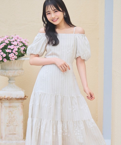 WILLSELECTION（ウィルセレクション）の「刺繍ストライプワンピース（ワンピース・レディース・ホワイト系その他/ブラウン系その他・FREE）」の15枚目の写真