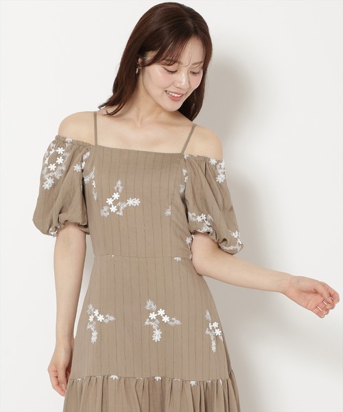 WILLSELECTION（ウィルセレクション）の「刺繍ストライプワンピース（ワンピース・レディース・ホワイト系その他/ブラウン系その他・FREE）」の21枚目の写真