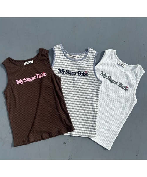My sugar Babe（マイシュガーベイブ）の「Assortment tank top（タンクトップ・メンズ・オフホワイト/ダークブラウン/グレー・フリー）」の5枚目の写真