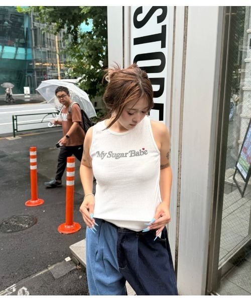 My sugar Babe（マイシュガーベイブ）の「Assortment tank top（タンクトップ・メンズ・オフホワイト/ダークブラウン/グレー・フリー）」の6枚目の写真