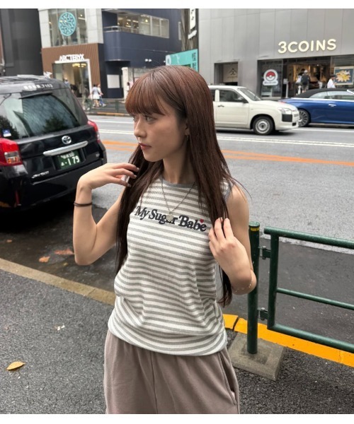 My sugar Babe（マイシュガーベイブ）の「Assortment tank top（タンクトップ・メンズ・オフホワイト/ダークブラウン/グレー・フリー）」の10枚目の写真
