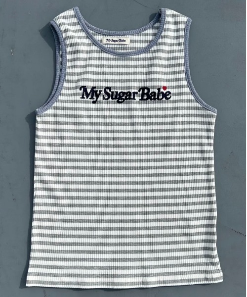 My sugar Babe（マイシュガーベイブ）の「Assortment tank top（タンクトップ・メンズ・オフホワイト/ダークブラウン/グレー・フリー）」の4枚目の写真