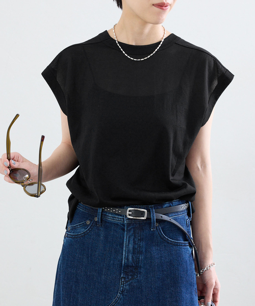 IENA(イエナ)の「シアー2wayノースリーブ(Tシャツ/カットソー・レディース・ブラウン/ブラック・FREE)」の1枚目の写真