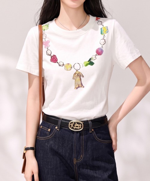 LUCPY(ラクピー)の「フルーツモチーフプリント半袖Tシャツ(その他トップス・レディース・ホワイト・SMALL/X-LARGE/LARGE/MEDIUM)」の5枚目の写真