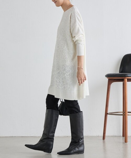 BEARDSLEY(ビアズリー)の「《新色アイボリーZOZO先行販売》星刺繍ニットチュニック(ニット/セーター・レディース・ネイビー/アイボリー・FREE)」の5枚目の写真