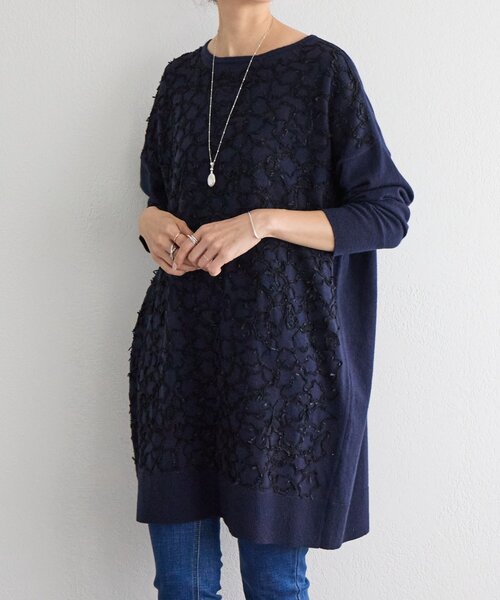 BEARDSLEY(ビアズリー)の「《新色アイボリーZOZO先行販売》星刺繍ニットチュニック(ニット/セーター・レディース・ネイビー/アイボリー・FREE)」の15枚目の写真