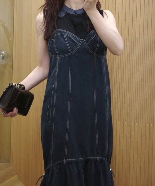 WILLFULLY（ウィルフリー）の「mermaid adjuster bustier camisole OP（ワンピース・レディース・ネイビー/ダークブラウン/ブラック・FREE）」の6枚目の写真
