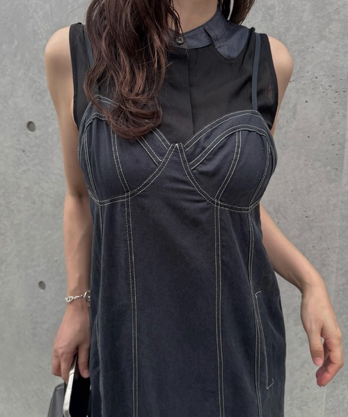 WILLFULLY（ウィルフリー）の「mermaid adjuster bustier camisole OP（ワンピース・レディース・ネイビー/ダークブラウン/ブラック・FREE）」の8枚目の写真