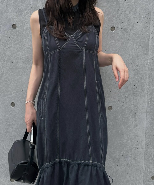 WILLFULLY（ウィルフリー）の「mermaid adjuster bustier camisole OP（ワンピース・レディース・ネイビー/ダークブラウン/ブラック・FREE）」の11枚目の写真