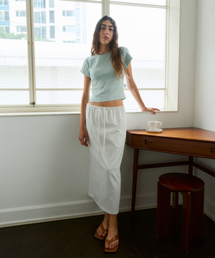 Straight Long Banding Skirts (White)