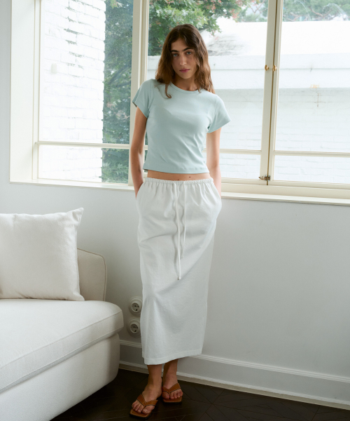 38COMEONCOMMON(38カモンコモン)の「Straight Long Banding Skirts (White)(スカート・レディース・その他・FREE)」の2枚目の写真