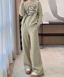 ラインフラワーニットセットアップ