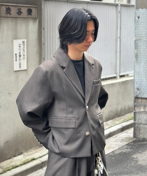 MandO(エムオー)(エムオー)の「【ユニセックス】短丈テーラードジャケット/刻印ボタン/セットアップ着用可(テーラードジャケット・メンズ・チャコールグレー/ブラック・MEDIUM/LARGE)」の21枚目の写真