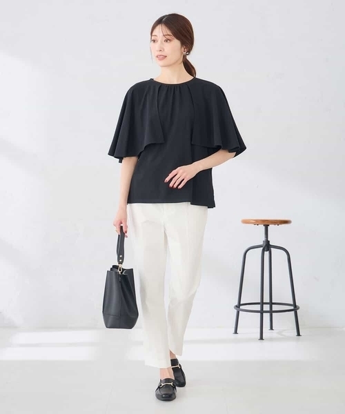 a.v.v(アーヴェヴェ)の「【UVカット/接触冷感】ケープスリーブトップス(Tシャツ/カットソー・レディース・ブラック/グリーン・38/40/36)」の15枚目の写真