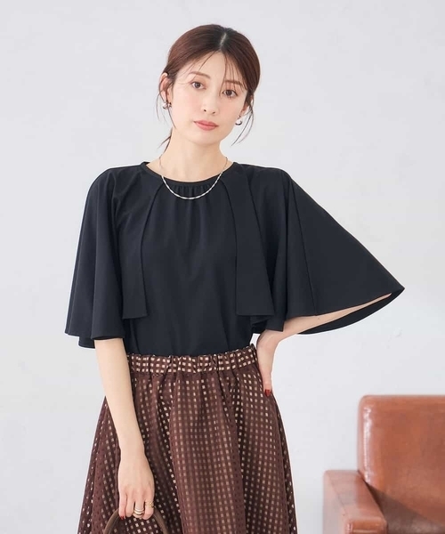 a.v.v(アーヴェヴェ)の「【UVカット/接触冷感】ケープスリーブトップス(Tシャツ/カットソー・レディース・ブラック/グリーン・38/40/36)」の17枚目の写真