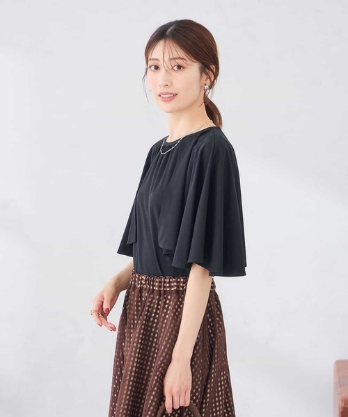 a.v.v(アーヴェヴェ)の「【UVカット/接触冷感】ケープスリーブトップス(Tシャツ/カットソー・レディース・ブラック/グリーン・38/40/36)」の19枚目の写真