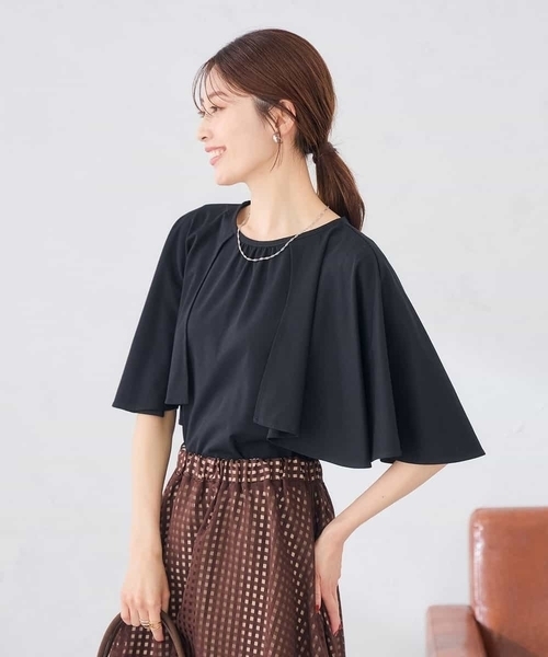 a.v.v(アーヴェヴェ)の「【UVカット/接触冷感】ケープスリーブトップス(Tシャツ/カットソー・レディース・ブラック/グリーン・38/40/36)」の20枚目の写真
