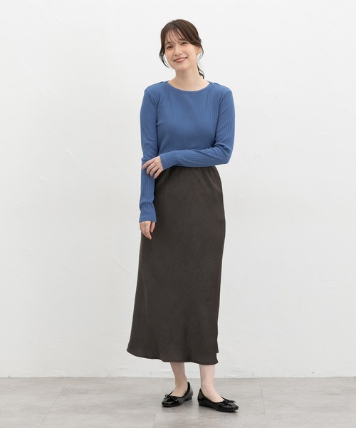 Honeys（ハニーズ）の「ボートネックＴシャツ（Tシャツ/カットソー・レディース・モカ/ピンク系1/ネイビー/オフホワイト/ブラック/ブルー/イエロー・LL/M/S/L）」の21枚目の写真