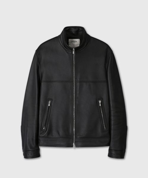 DIVEIN(ダイブイン)の「WASHED LAMBSKIN HIGH NECK LEATHER JACKET (BLACK)(ライダースジャケット・メンズ・その他・1)」の2枚目の写真