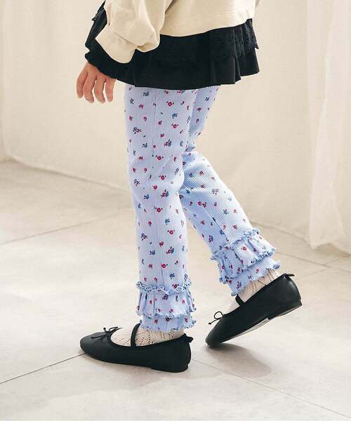 apres les cours（アプレレクール）の「メロウフリルリブレギンス/Look at Me!Pants（その他パンツ・キッズ・アイボリー/ラベンダー/グレー/ブラック/ピンク/サックスブルー・90/80/130/120/110/100）」の4枚目の写真