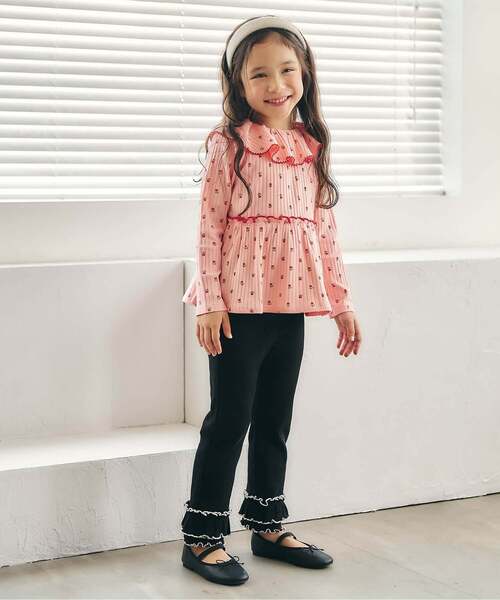 apres les cours（アプレレクール）の「メロウフリルリブレギンス/Look at Me!Pants（その他パンツ・キッズ・アイボリー/ラベンダー/グレー/ブラック/ピンク/サックスブルー・90/80/130/120/110/100）」の7枚目の写真