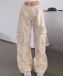 厚手ナイロン ワイドカーゴパンツ