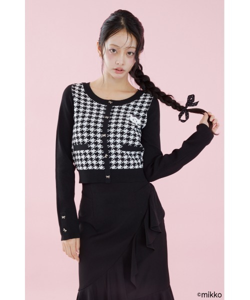 rienda（リエンダ）の「Lil ala modeニットトップス 夏服　秋服（カーディガン/ボレロ・レディース・ブラック/ピンク・FREE）」の2枚目の写真