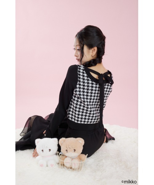 rienda（リエンダ）の「Lil ala modeニットトップス 夏服　秋服（カーディガン/ボレロ・レディース・ブラック/ピンク・FREE）」の4枚目の写真