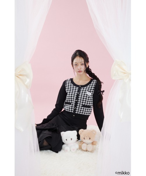 rienda（リエンダ）の「Lil ala modeニットトップス 夏服　秋服（カーディガン/ボレロ・レディース・ブラック/ピンク・FREE）」の3枚目の写真