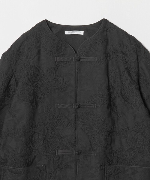BEAUTY&YOUTH UNITED ARROWS(ビューティーアンドユースユナイテッドアローズ)の「ジャガード ペイズリー エンブロイダリー ジャケット(ノーカラージャケット・レディース・ナチュラル/ブラック・M/S)」の7枚目の写真