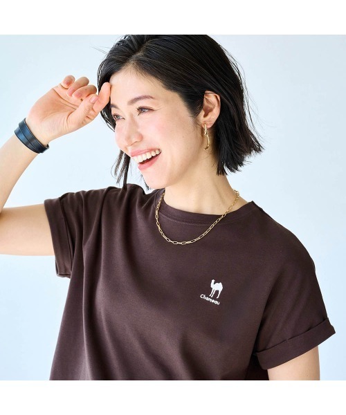 StyleNote(スタイルノート)の「汗ジミが目立ちにくいロゴプリントカットソー(Tシャツ/カットソー・レディース・キャメル/ホワイト/ネイビー/モカ/オフホワイト/チャコール/ブラウン系2/ブラウン系1・S/L/M)」の20枚目の写真
