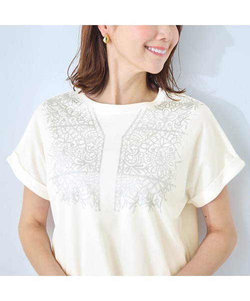StyleNote(スタイルノート)の「汗ジミが目立ちにくいロゴプリントカットソー(Tシャツ/カットソー・レディース・キャメル/ホワイト/ネイビー/モカ/オフホワイト/チャコール/ブラウン系2/ブラウン系1・S/L/M)」の22枚目の写真