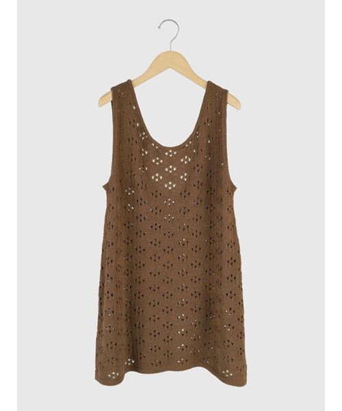FIKA.(フィーカ)の「Crochet knit tank tunic(ニット/セーター・レディース・ライトピンク/ブラック/ダークブラウン・MEDIUM)」の2枚目の写真