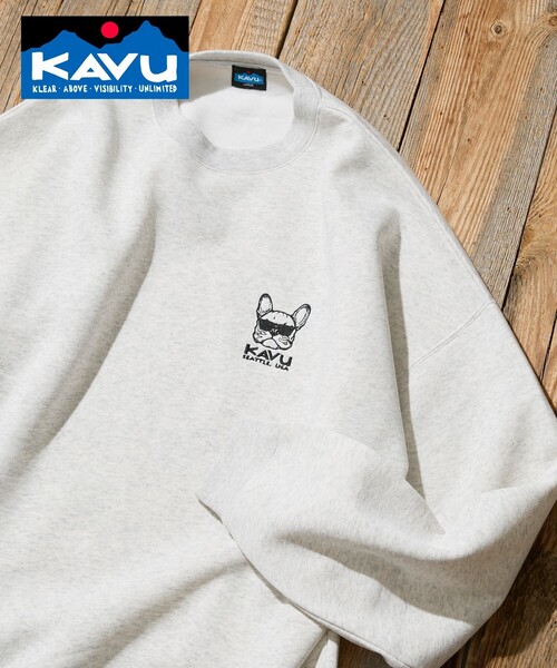 KAVU（カブー）の「KAVU/カブー 限定展開 KAVU×FREAK'S STORE / カブ― 別注 アニマル ワンポイント刺繍 クルーネック スウェット（スウェット・メンズ・スミクロ/グレイッシュベージュ/ネイビー/アッシュグレー・SMALL/MEDIUM/LARGE）」の3枚目の写真