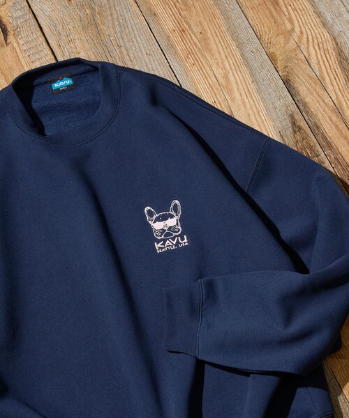 KAVU（カブー）の「KAVU/カブー 限定展開 KAVU×FREAK'S STORE / カブ― 別注 アニマル ワンポイント刺繍 クルーネック スウェット（スウェット・メンズ・スミクロ/グレイッシュベージュ/ネイビー/アッシュグレー・SMALL/MEDIUM/LARGE）」の13枚目の写真