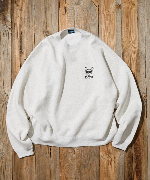KAVU（カブー）の「KAVU/カブー 限定展開 KAVU×FREAK'S STORE / カブ― 別注 アニマル ワンポイント刺繍 クルーネック スウェット（スウェット・メンズ・スミクロ/グレイッシュベージュ/ネイビー/アッシュグレー・SMALL/MEDIUM/LARGE）」の17枚目の写真