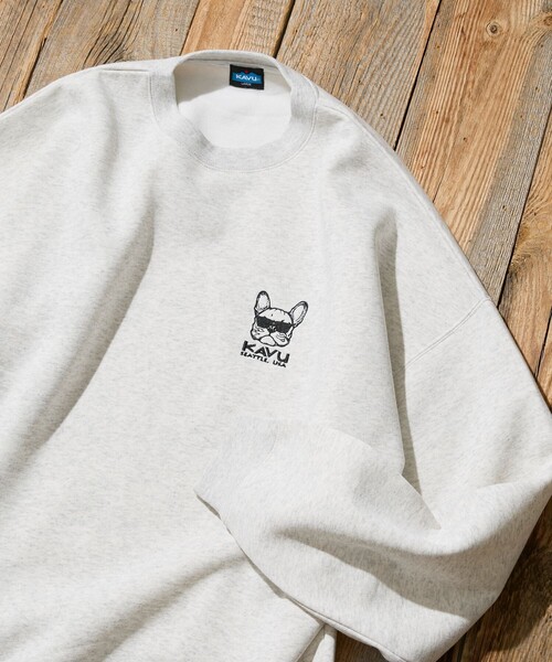 KAVU（カブー）の「KAVU/カブー 限定展開 KAVU×FREAK'S STORE / カブ― 別注 アニマル ワンポイント刺繍 クルーネック スウェット（スウェット・メンズ・スミクロ/グレイッシュベージュ/ネイビー/アッシュグレー・SMALL/MEDIUM/LARGE）」の19枚目の写真