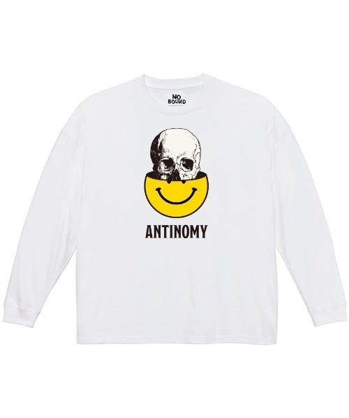 NOBOUND(ノーバウンド)の「NOBOUND(ノーバウンド) 長袖Tシャツ メッセージ 哲学 ロゴ イラスト プリント ビッグシルエット ロンT トップス メンズ ユニセックス(Tシャツ/カットソー・メンズ・ブラック/ホワイト/グレイッシュブルー・M/L/XL)」の2枚目の写真
