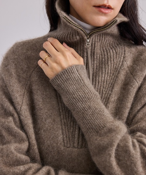 SALON adam et rope'(サロン アダム エ ロペ)の「YAK ハーフジッププルオーバー / セットアップ対応(ニット/セーター・レディース・ブラウン系その他2/チャコールグレー・FREE)」の10枚目の写真