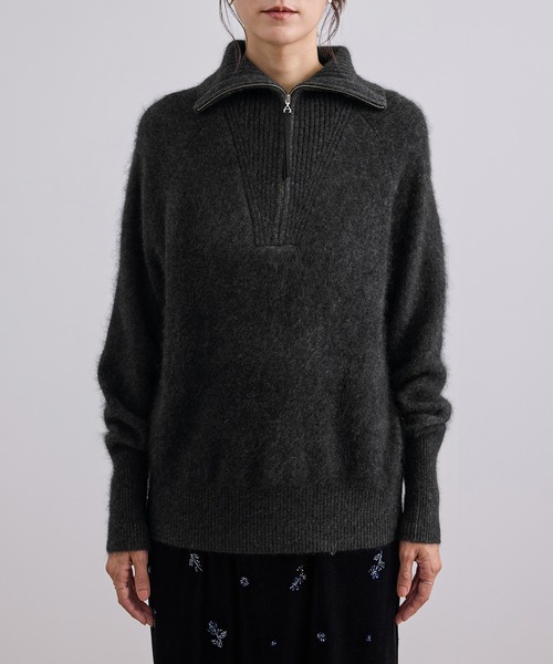 SALON adam et rope'(サロン アダム エ ロペ)の「YAK ハーフジッププルオーバー / セットアップ対応(ニット/セーター・レディース・ブラウン系その他2/チャコールグレー・FREE)」の12枚目の写真