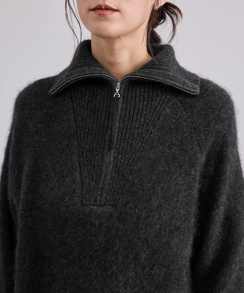 SALON adam et rope'(サロン アダム エ ロペ)の「YAK ハーフジッププルオーバー / セットアップ対応(ニット/セーター・レディース・ブラウン系その他2/チャコールグレー・FREE)」の15枚目の写真