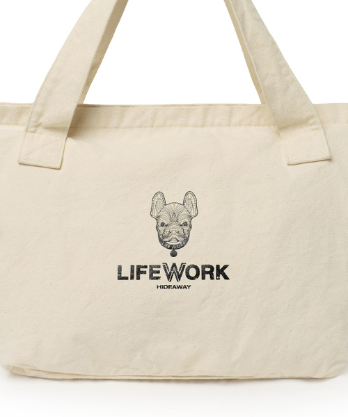 LIFE WORK(ライフワーク)の「ヴィンテージワイドエコバッグ(エコバッグ/サブバッグ・レディース・ブラック/アイボリー・FREE)」の4枚目の写真